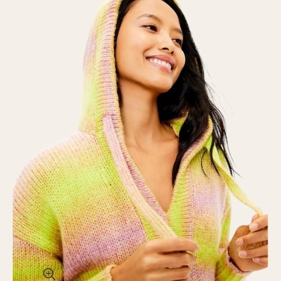 Lou & Grey Ombre Hoodie Cozy Soft Tunic V-Neck Sweater Small - Picture 12 of 12